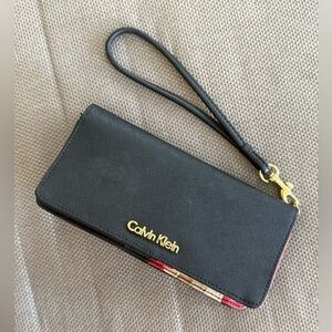 Calvin Klein Black Wristlet with Gold Logo